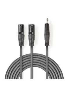   Nedis COTH15310GY30 félprofi XLR audio kábel, 2x XLR 3 tűs dugó | 3,5 mm sztereo jack dugó, 3m
