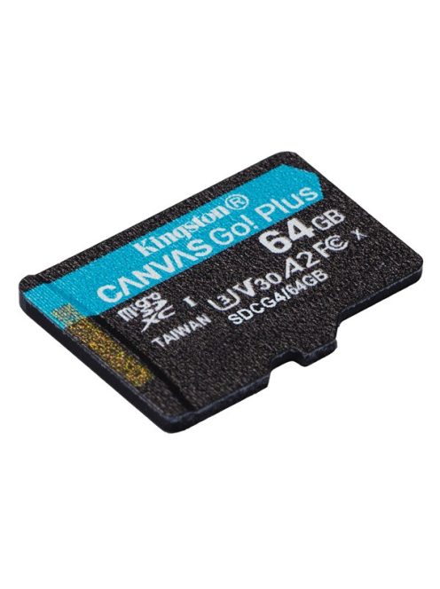 KINGSTON Memóriakártya MicroSDXC 64GB Canvas Go Plus Gen4 200R A2 U3 V30 Adapter nélkül