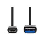 Nedis CCGL61600BK10 USB kábel, USB 3.2 Gen 1, USB-A dugó - USB-C dugó, 15 W | 5 Gbps, 1 m