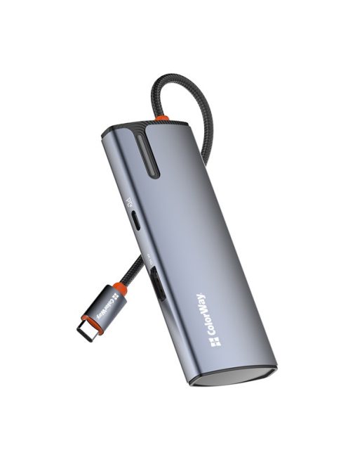 COLORWAY USB-elosztó (dokkolóállomás) CW-HUB01, ColorWay USB-C 5-b-1 Type C PD 100W/USB3.0x3/HDMI 4K
