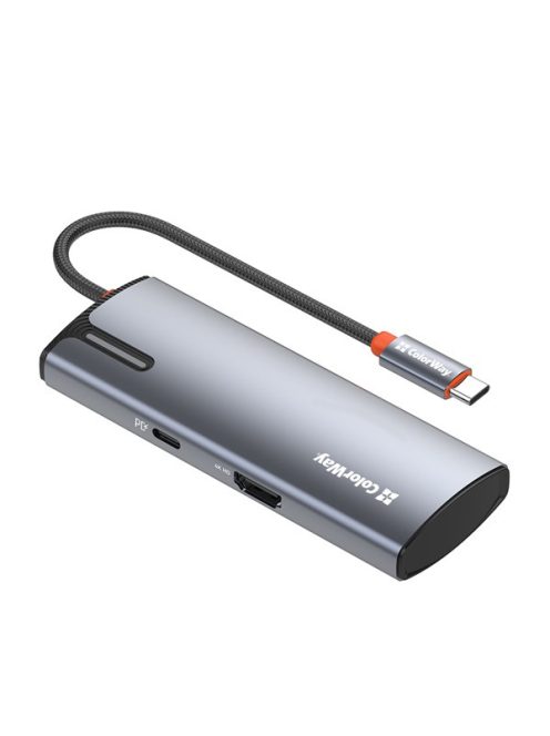 COLORWAY USB-elosztó (dokkolóállomás) CW-HUB01, ColorWay USB-C 5-b-1 Type C PD 100W/USB3.0x3/HDMI 4K