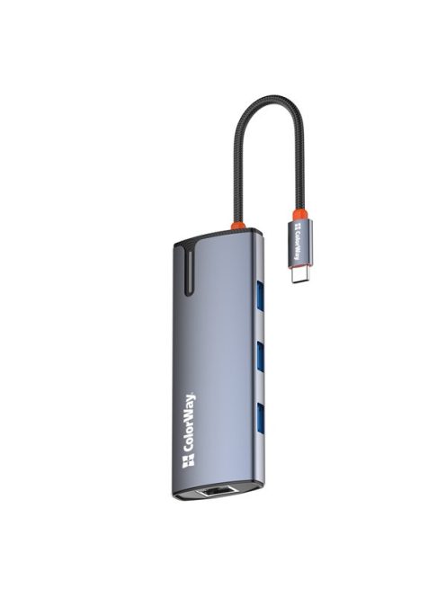 COLORWAY USB-elosztó (dokkolóállomás) CW-HUB02, USB-C 6-B-1 Type C PD 100W/USB3.0?3/HDMI 4?/RJ45