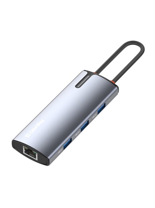 COLORWAY USB-elosztó (dokkolóállomás) CW-HUB02, USB-C 6-B-1 Type C PD 100W/USB3.0?3/HDMI 4?/RJ45
