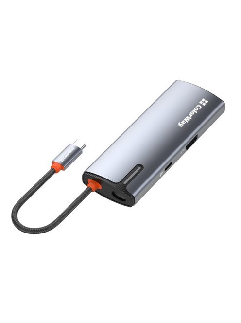 COLORWAY USB-elosztó (dokkolóállomás) CW-HUB02, USB-C 6-B-1 Type C PD 100W/USB3.0?3/HDMI 4?/RJ45