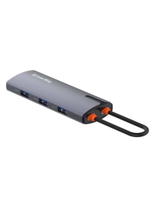 COLORWAY USB-elosztó (dokkolóállomás) CW-HUB03, USB-C 6-B-1 Type C PD 100W/USB3.0x3/USB2.0/RJ45
