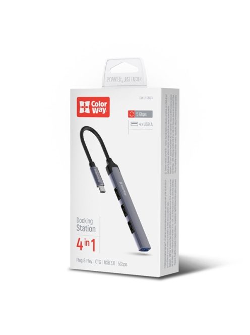 COLORWAY USB-elosztó CW-HUB04, USB-C 4-B-1 USB2.0X3/USB3.0