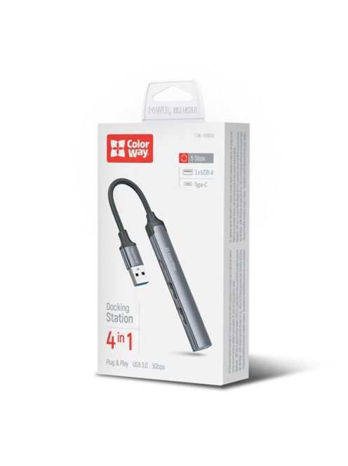 COLORWAY USB-elosztó CW-HUB05, USB-A 4-B-1 USB2.0X3/USB3.0