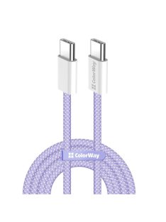   COLORWAY Kábel Type-C CW-CBPDCC061-PU, fonott pamut, PD Fast Charging 60W, 3,0A 1M lila