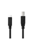 Nedis CCGB60650BK20 USB-C dugó - USB- B dugó (USB C - USB B) kábel, 480 Mbps, 2m