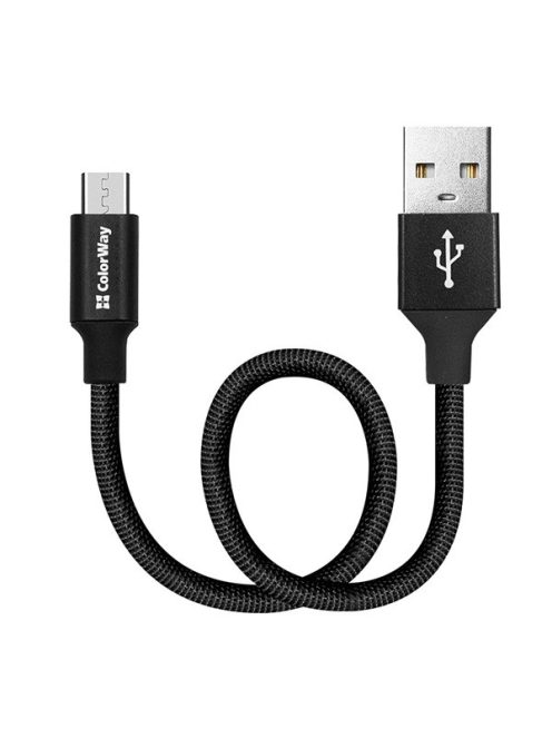 COLORWAY Kábel, USB CW-CBUM048-BK, MicroUSB 2.4A 25CM fekete