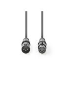 Nedis  COTG15010GY100  XLR 3 tűs dugó | XLR 3 tűs aljzat, 10m