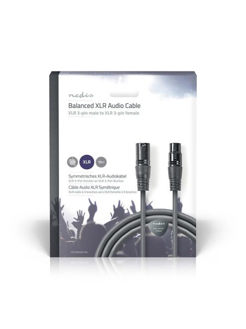Nedis COTG15010GY150  XLR 3 tűs dugó | XLR 3 tűs aljzat, 15m