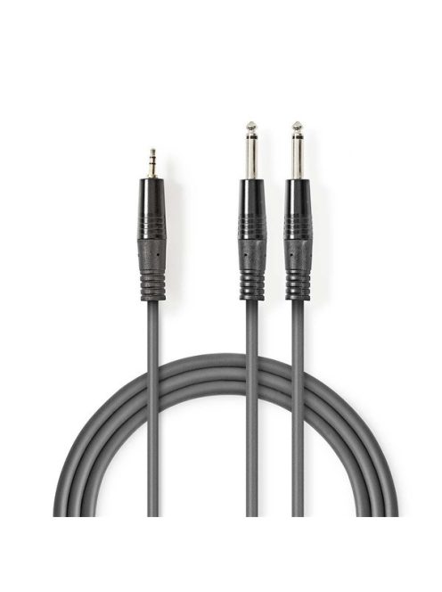 Nedis COTH23200GY50 félprofi audio kábel, 3,5mm sztero jack dugó - 2 x 6,35mm mono jack dugó, 5m, rugalmas