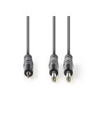 Nedis COTH23200GY50 félprofi audio kábel, 3,5mm sztero jack dugó - 2 x 6,35mm mono jack dugó, 5m, rugalmas