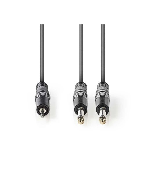 Nedis COTH23200GY50 félprofi audio kábel, 3,5mm sztero jack dugó - 2 x 6,35mm mono jack dugó, 5m, rugalmas
