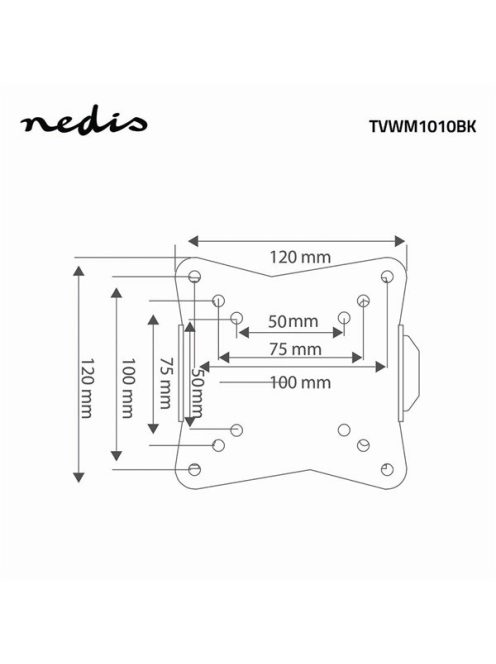 Nedis TVWM1010BK LCD TV / monitor fali tartó konzol, 13-27",  max. teherbírás 30 kg, faltáv:20mm, acél
