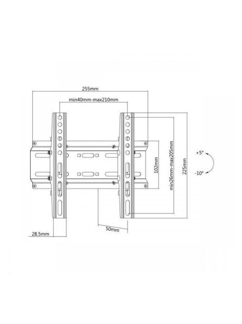 SBOX PLB-2522T-2 Fali konzol,dönthető,23-43 (58-109cm),45Kg,VESAmax:200x200