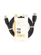 Nedis CCGL61010BK20 USB3.2 toldó / hosszabító kábel, USB A dugó - USB-A aljzat, 5 Gbps, 2m (USB3.1, USB3.0, USB2.0)