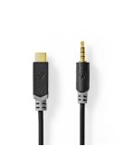 Nedis CCBW65950AT10 USB-C (USB C) dugó - 3,5 mm sztereo jack dugó kábel, aranyozott csatlakozók, 1m