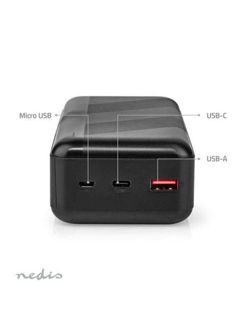 Nedis UPBKPD30000BK hordozható külső akkumulátor, powerbank 30000mAh