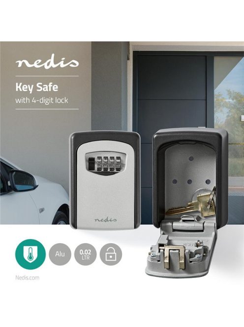 Nedis KEYCC01GY számzáras kulcs széf (kulcsszéf), beltéri és kültéri használatra