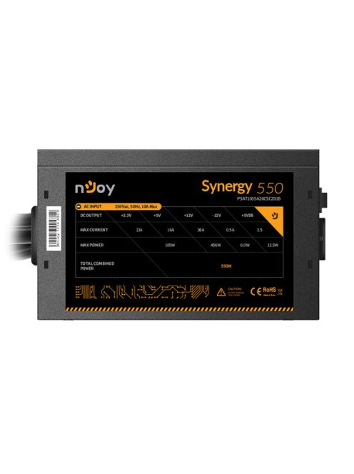 NJOY Tápegység Synergy 550W, 12cm, 20+4, Aktív PFC 80+ White