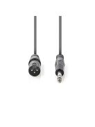 Nedis COTH15100GY15 balanced/szimmetrikus félprofi audio kábel, 6,35mm sztereo jack dugó - 3p XLR dugó, hossz 1,5m