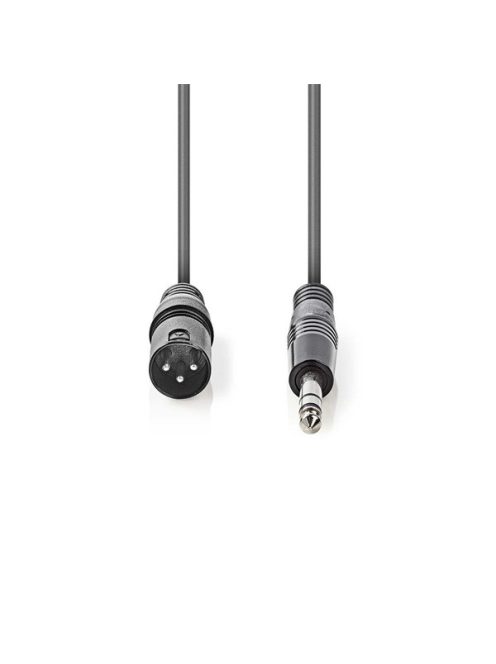 Nedis COTH15100GY15 balanced/szimmetrikus félprofi audio kábel, 6,35mm sztereo jack dugó - 3p XLR dugó, hossz 1,5m
