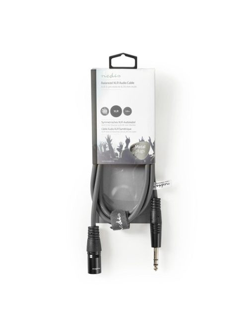Nedis COTH15100GY15 balanced/szimmetrikus félprofi audio kábel, 6,35mm sztereo jack dugó - 3p XLR dugó, hossz 1,5m