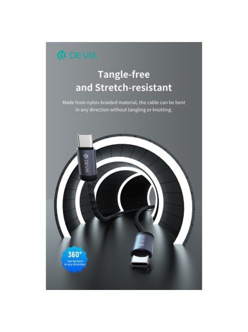 Devia Gracious Series 60W PD Type-C/Type-C adat- és töltőkábel 3m - fekete
