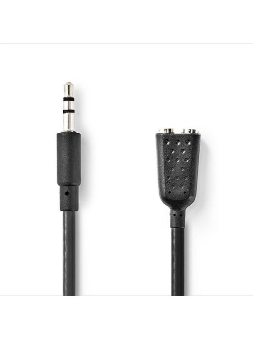 Nedis CAGB22100BK02 sztereo audio kábel, 3,5 mm sztereo jack dugó - 2x 3,5 mm jack aljzat, 0,20m