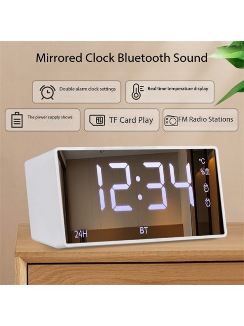 BLACKBIRD Bluetooth Hangszóró 5.1, 3W ébresztő órával DK-M10, Fehér