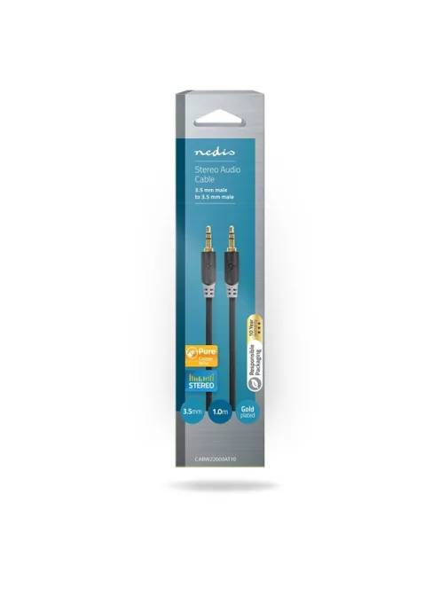 Nedis CABW22000AT10 sztereo audió kábel 3,5mm sztereo jack dugó - dugó,  aranyozott,  1 m