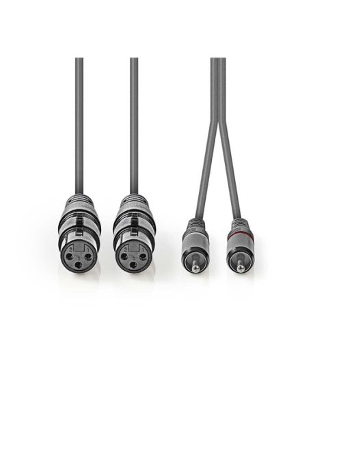 Nedis COTH15230GY15 félprofi audio kábel, 2x XLR aljzat - 2x RCA dugó, 1,5m