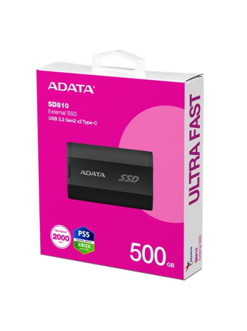 ADATA SSD Külső USB 3.2 500GB SD810, Fekete