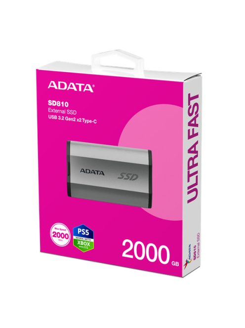 ADATA SSD Külső USB 3.2 2TB SD810, Szürke