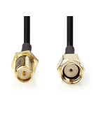 Nedis CSGL02210BK10 SMA kábel, RP SMA férfi, RP SMA női, Aranyozott, 50 Ohm, Egyetlen árnyékolt, 1 m