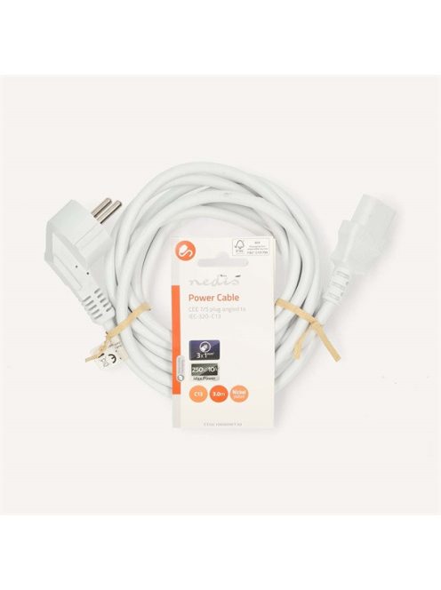 Nedis CEGL10000WT30 táp kábel IEC-320-C13, 3 x 0.75 mm˛ hossz 3m, fehér