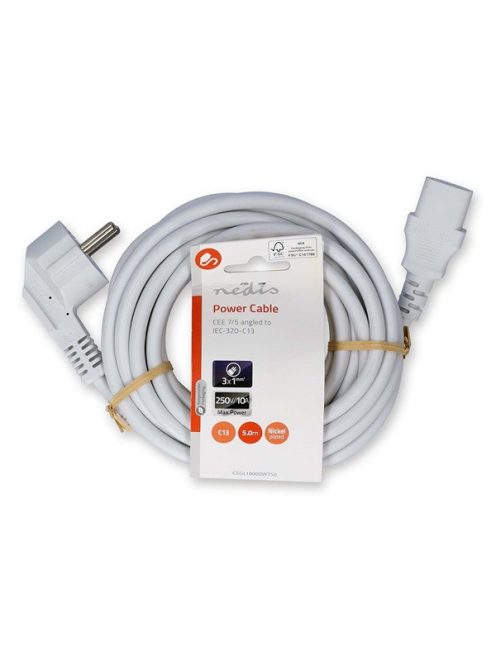 Nedis CEGL10000WT50 táp kábel IEC-320-C13, 3 x 0.75 mm˛ hossz 5m, fehér