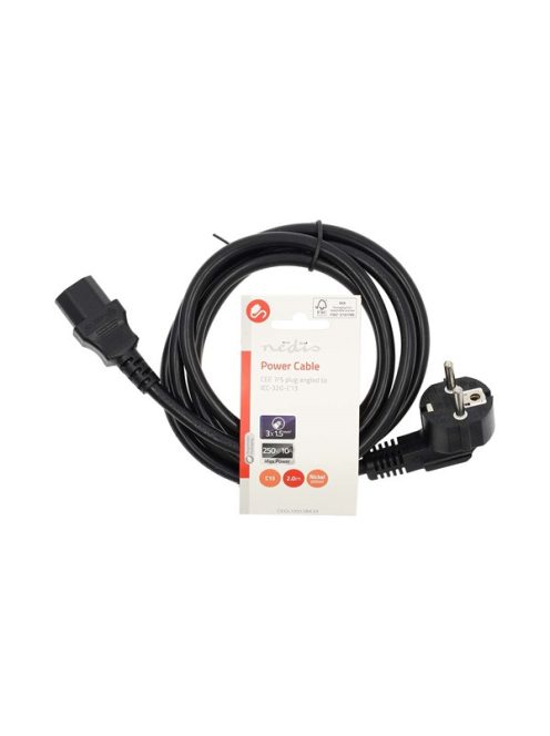 Nedis CEGL10015BK20 táp kábel IEC-320-C13, 3 x 1,5 mm, hossz 3m (IEC320-C13)
