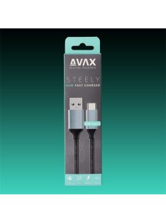   AVAX Töltőkábel, USB-A - USB-C, 3A, 1,5 méter, acélszürke