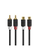 Nedis CABW24205AT20 RCA toldó kábel  2x RCA dugó - 2x RCA aljzat, 2m