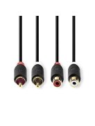 Nedis CABW24205AT20 RCA toldó kábel  2x RCA dugó - 2x RCA aljzat, 2m