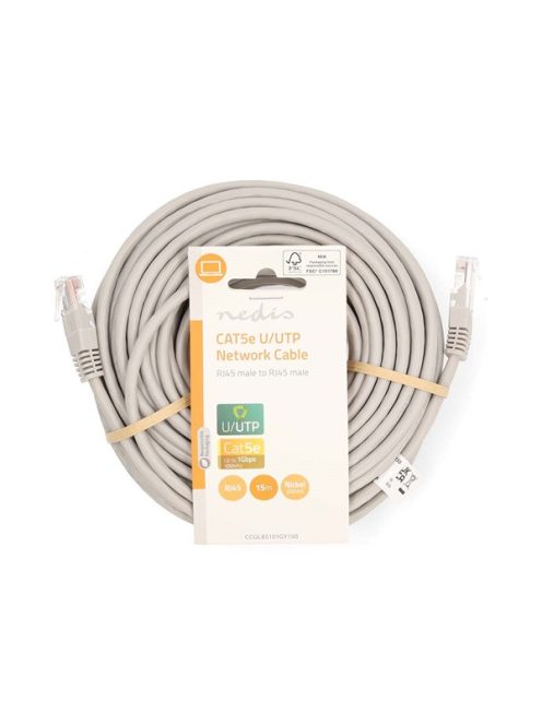 Nedis CCGL85101GY150 UTP Cat5e patch kábel, RJ45, 10/100/1000 Mbit/s, hossz 15m