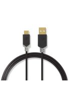 Nedis CCBW60601AT20 USB kábel, USB2.0 Gen 1, USB-A dugó - USB-C dugó, 60 W | 480 Mbps, 2 m