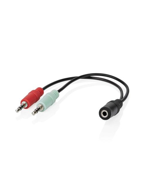 Nedis CAGB22160BK02 sztereo audio kábel, 2x 3,5 mm jack dugó - 3,5 mm sztereo jack aljzat, 0,20m