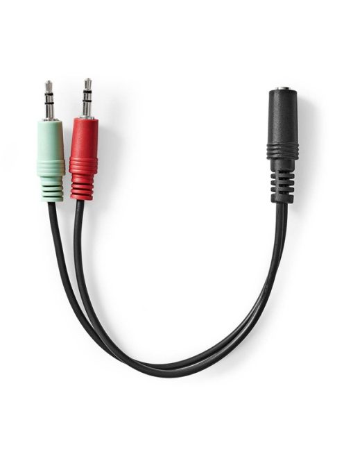 Nedis CAGB22160BK02 sztereo audio kábel, 2x 3,5 mm jack dugó - 3,5 mm sztereo jack aljzat, 0,20m
