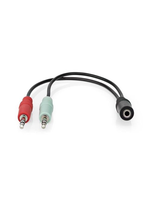 Nedis CAGB22160BK02 sztereo audio kábel, 2x 3,5 mm jack dugó - 3,5 mm sztereo jack aljzat, 0,20m