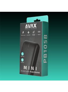 AVAX Powerbank USB-C 20W 10000mAh, fekete