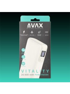 AVAX Powerbank USB-C 65W+QC 18W 20000mAh, fehér